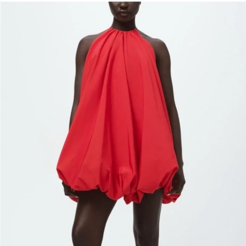 Zara Red Balloon Bubble Mini Dress Sz XL NWT